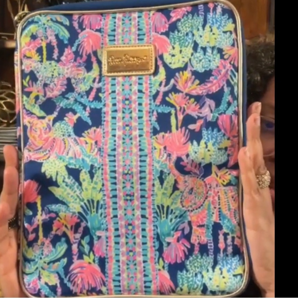 Lilly Pulitzer Blue and Pink Floral Tablet Sleeve